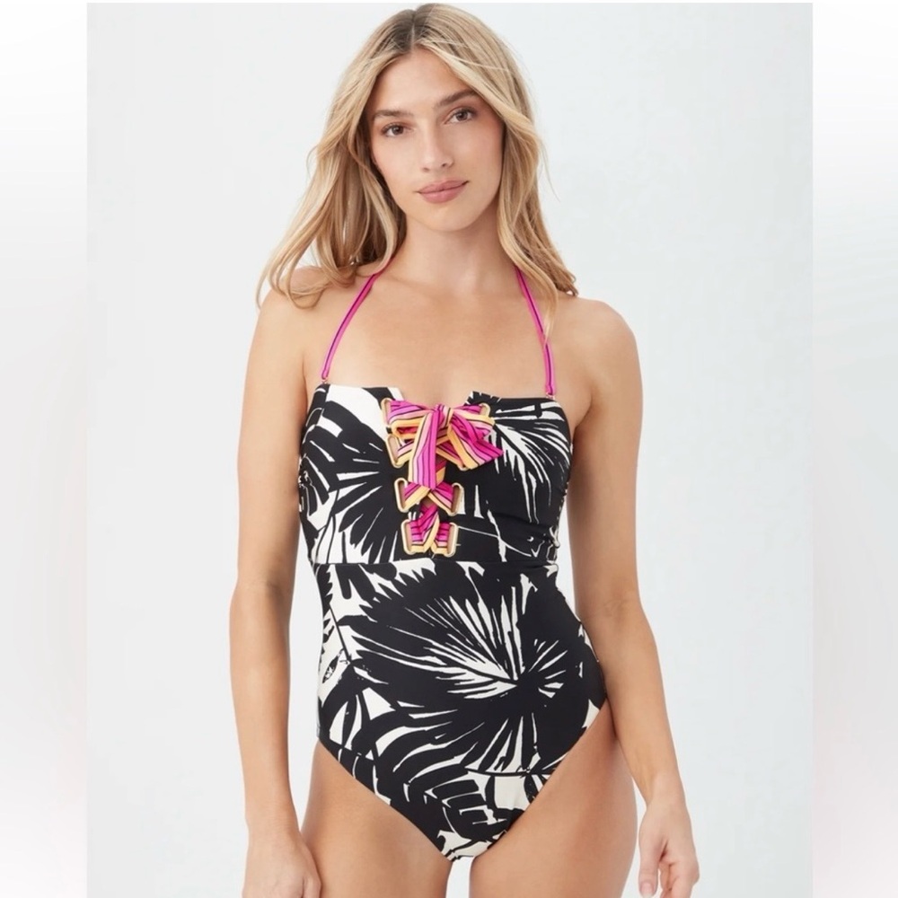 TRINA TURK Lennox Lace Up One Piece Swimsuit